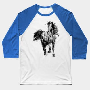 Horse Line Art - Minimalist Design Baseball T-Shirt